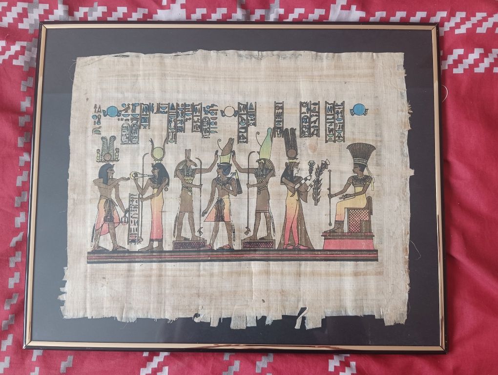 Obraz na papirusie- egipskie hieroglify