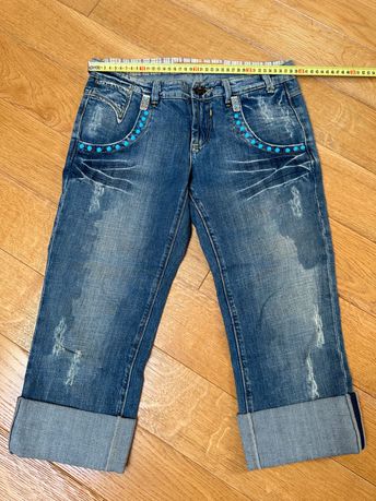 Spodnie r. M do kolan jeans niebieski nowe