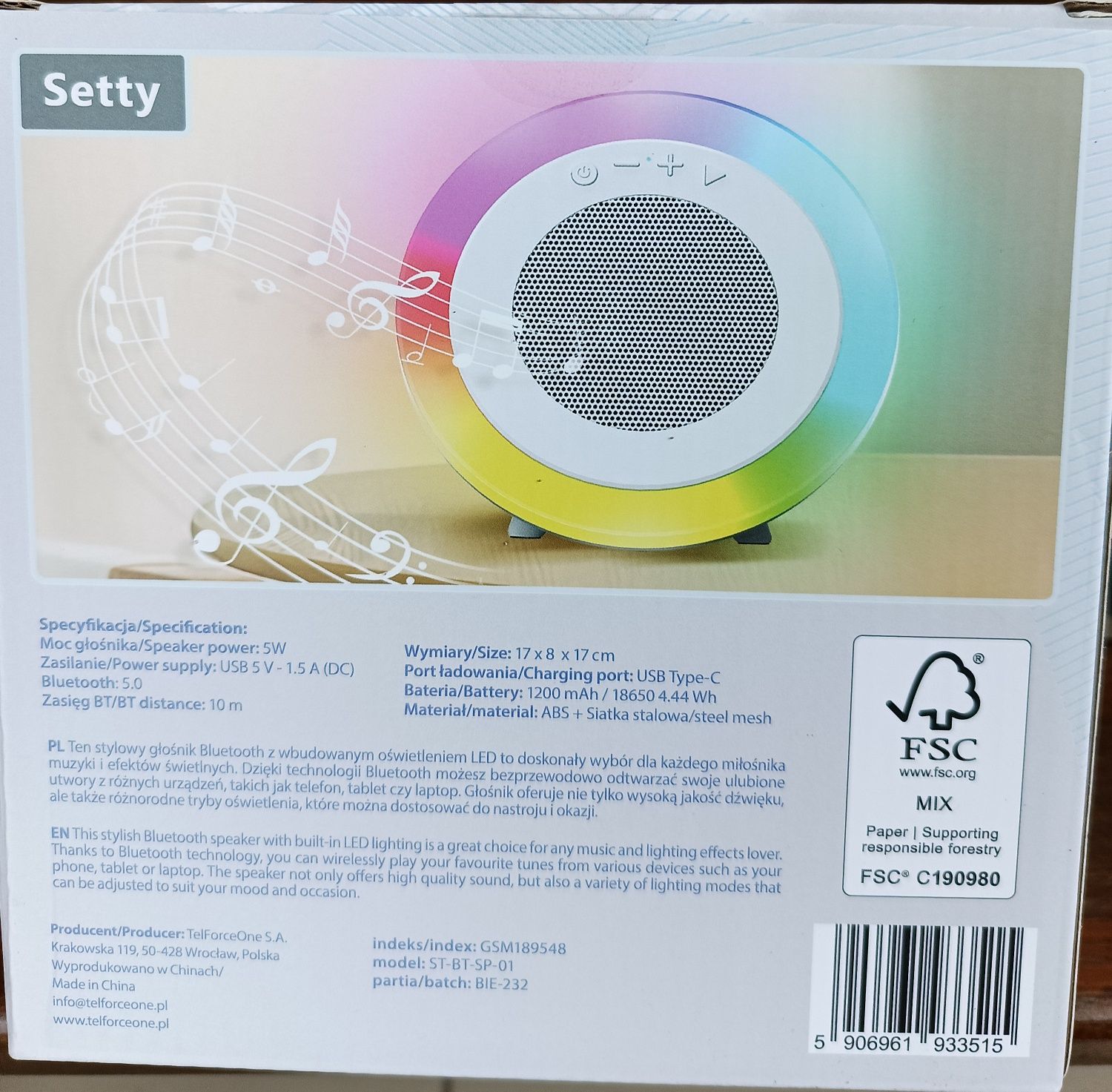 Głośnik bluetooth led