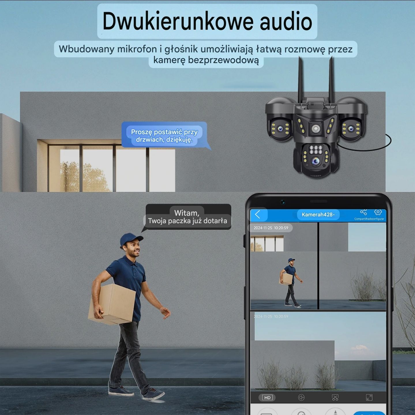 Kamera WIFI z 3 obiektywami 15MP Obrotowa IP66