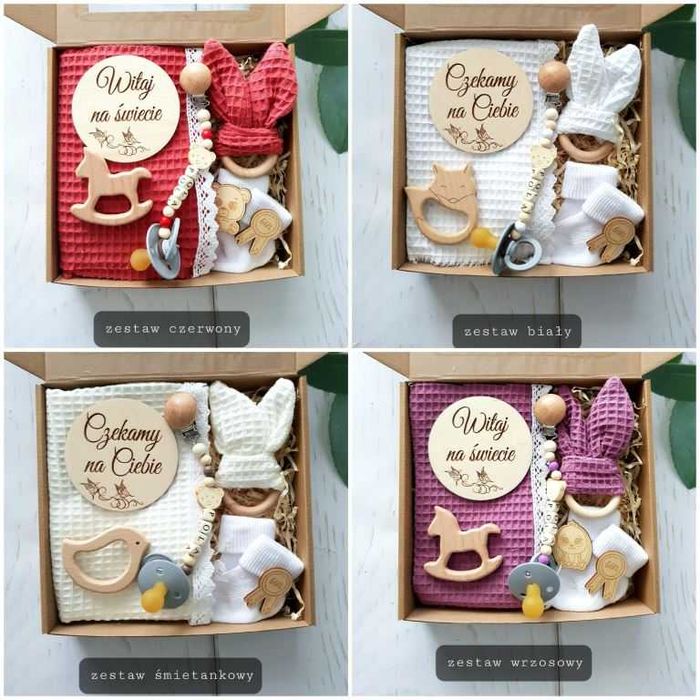 Prezent dla niemowlaka Gift Gift Box Baby wafel mietowy