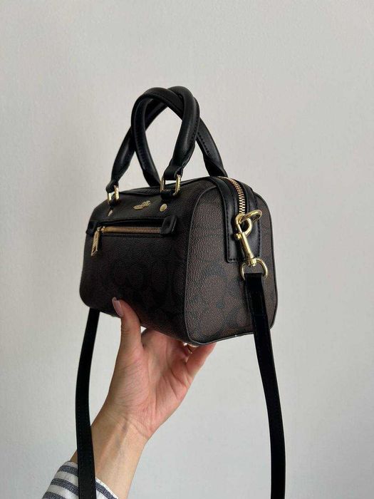 Coach Rowan Satchel Zip In Signature Canvas Brown