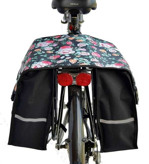 Sakwa na bagażnik, torba rowerowa 2x15L - róże