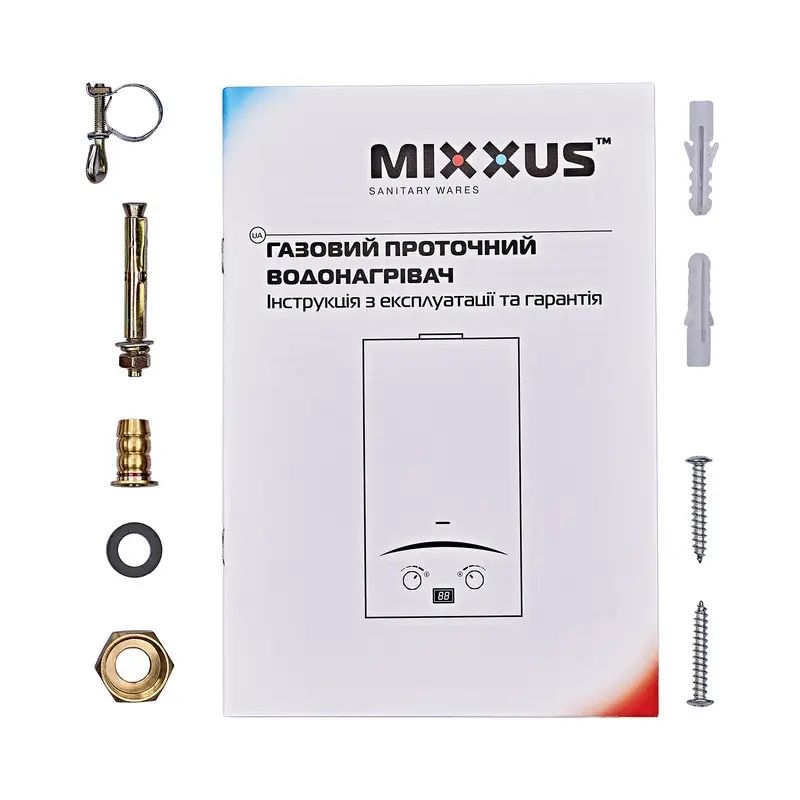 Газова колонка MIXXUS GWH-0110 димохідна 10 л/хв (колір білий)