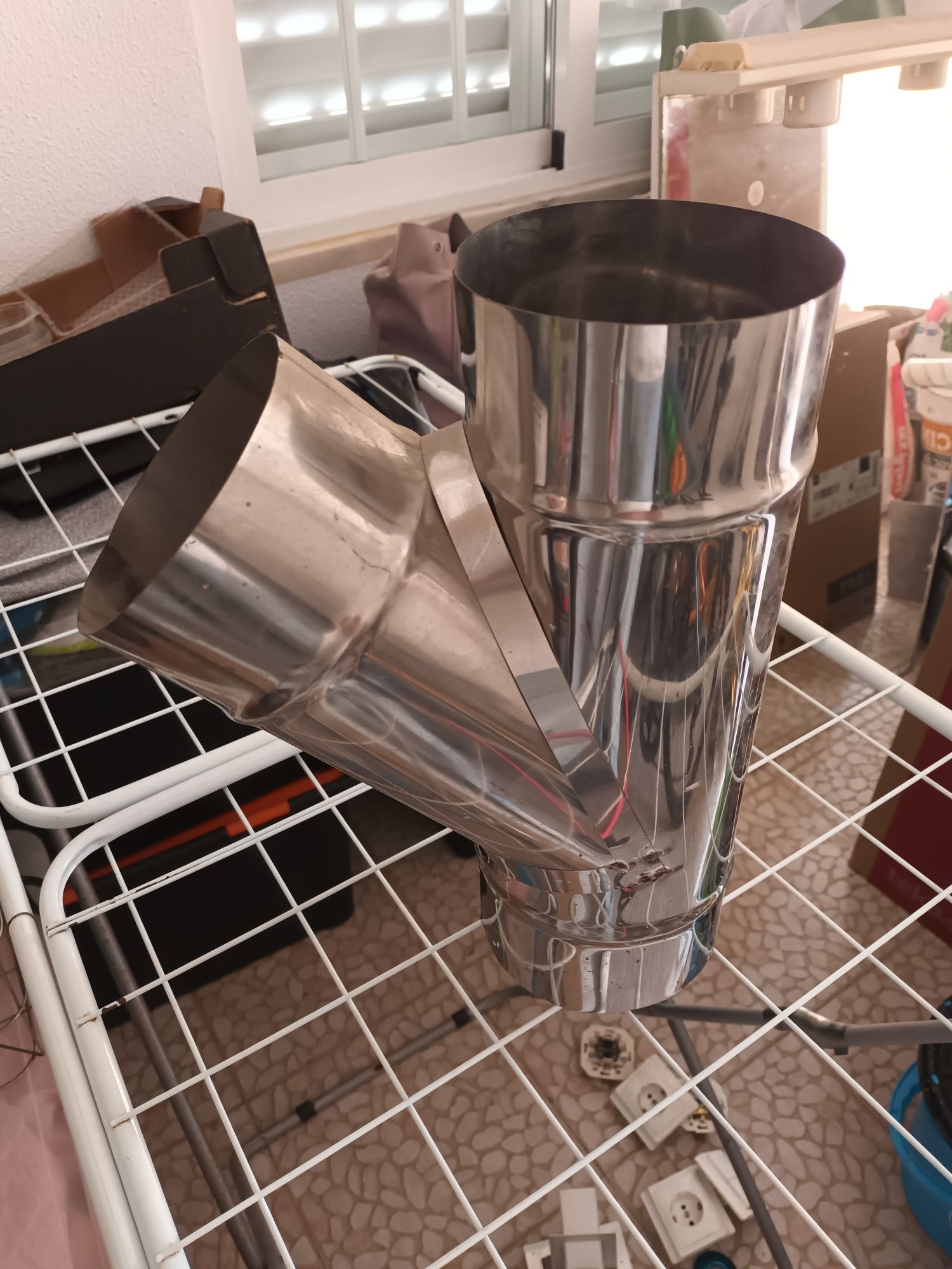 Tubo Y em inox escomento de gases
