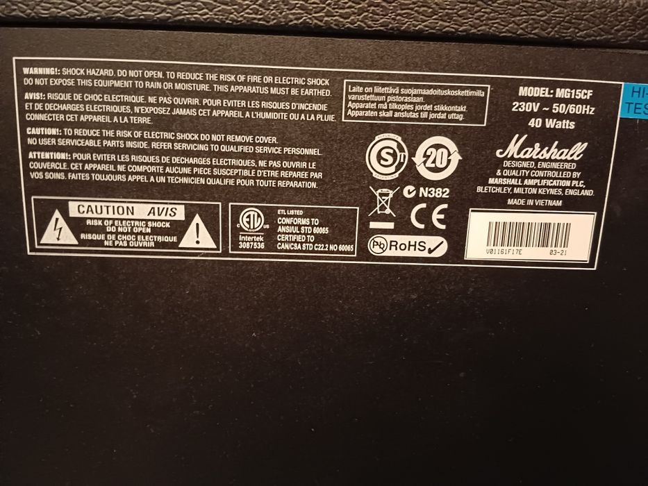 Wzmacniacz do gitary elektycznej MarshallMG15CF