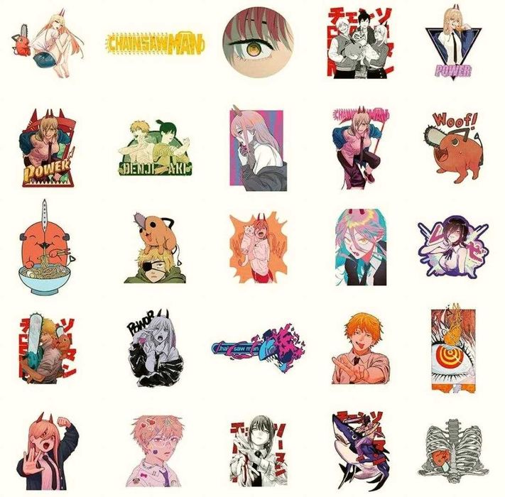 Наклейки стикеры Аниме «Человек-бензопила»  50 шт.