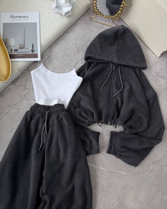 Женский зимний костюм из ФЛИСА 42-46 шоколад ТРОЙКА Турецкий флис S-L