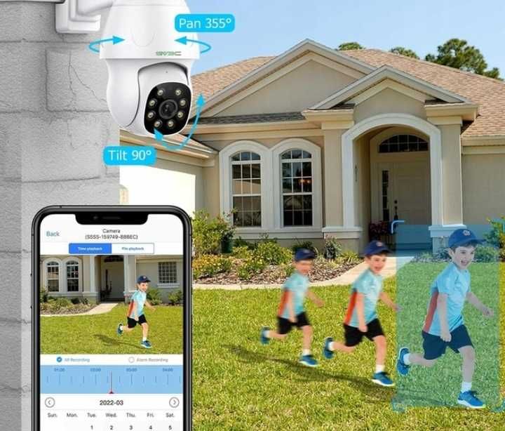SV3C Kamera monitoringowa zewnętrzna Wi-Fi, 5 MP PTZ kamera WiFi KA2