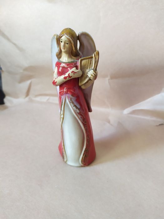 Anioł ceramiczny porcelanowy ręcznie malowany 14cm