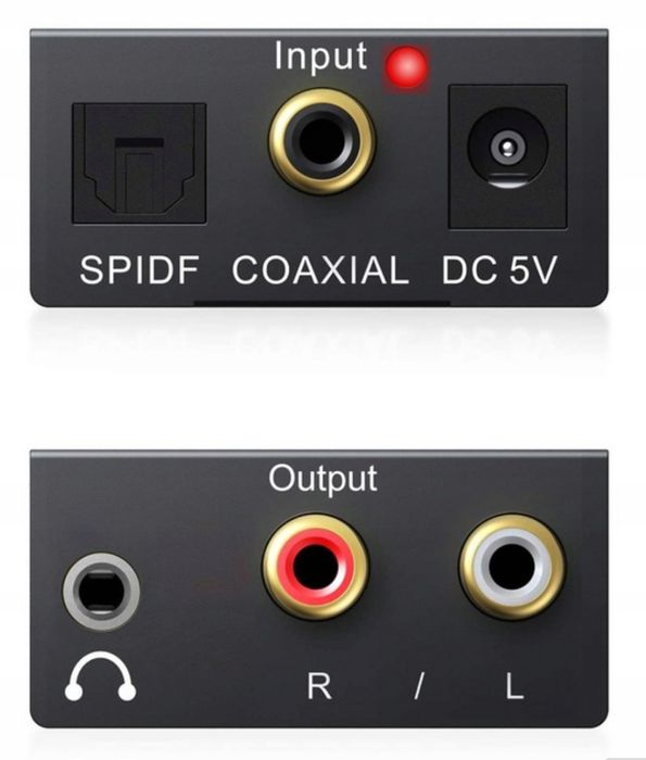 Konwerter Otyczny TOSLINK COAXIAL 2xCINCH Adapter DAC 192kHz KONCENTR