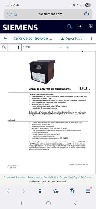 LFL1.122 caixa controlo queimadores