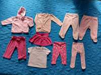 Zestaw paka różowych 9 szt. ubrań dziewczęcych róż. 74 (Disney, Gap)
