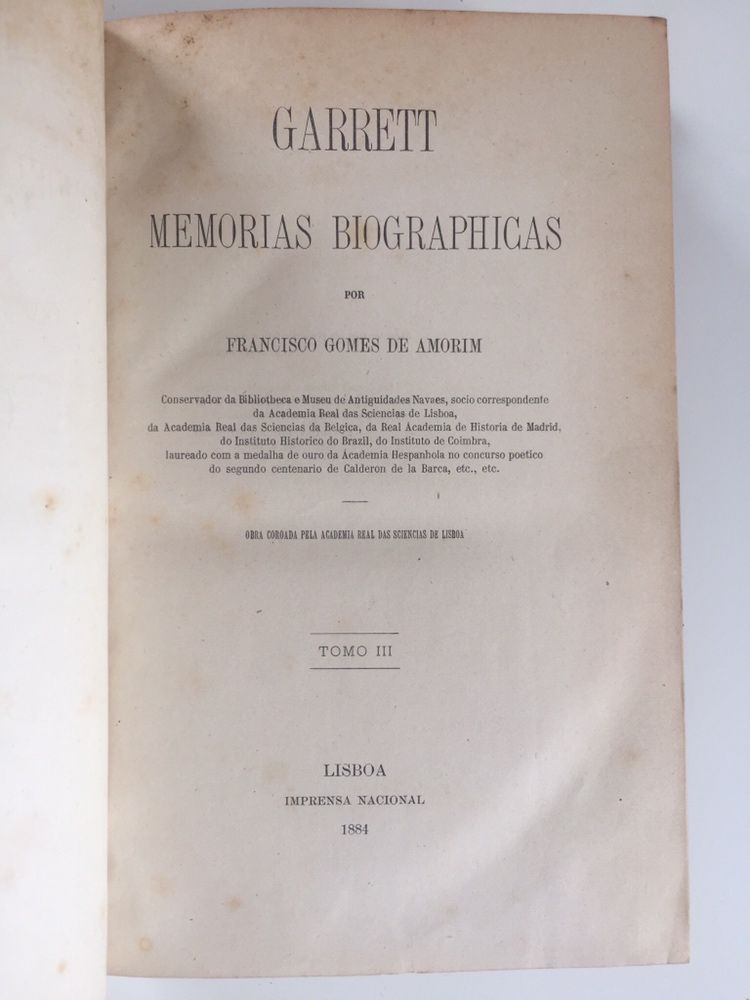 Francisco Gomes de Amorim — GARRETT: Memórias Biográficas