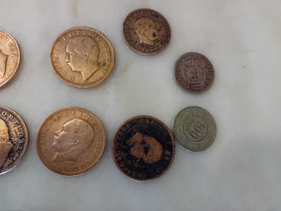 Conjunto de 10 Moedas Antigas Reis