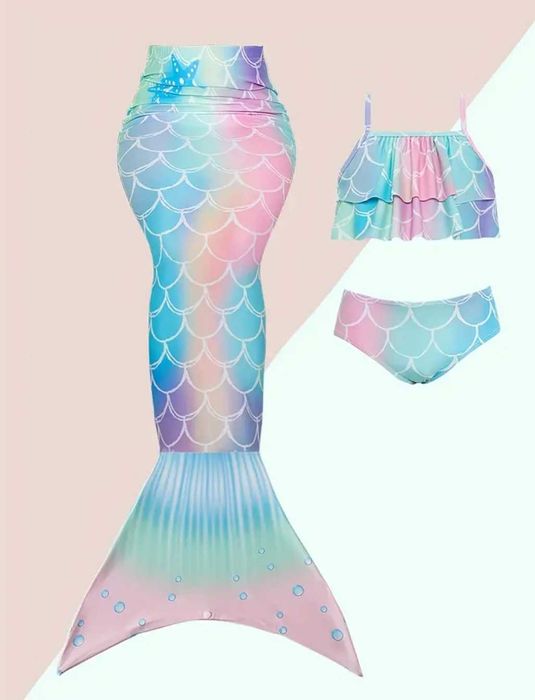 Nowy kostium strój kąpielowy Syrenka, r. 140 kąpielówki łuski