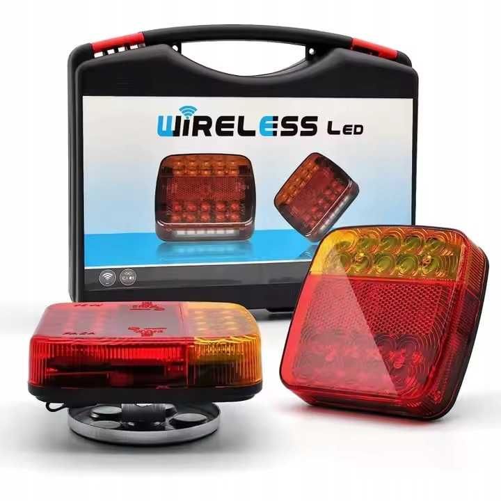 Zestaw lampy bezprzewodowe tylne led do przyczepy na magnes w walizce