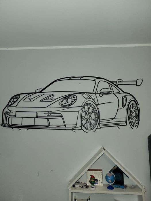 Duża metalowa dekoracja na ścianę Porsche