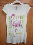 Sinsay ładna r. Xs koszulka t-shirt, grafika: Flaming,  długa 65cm