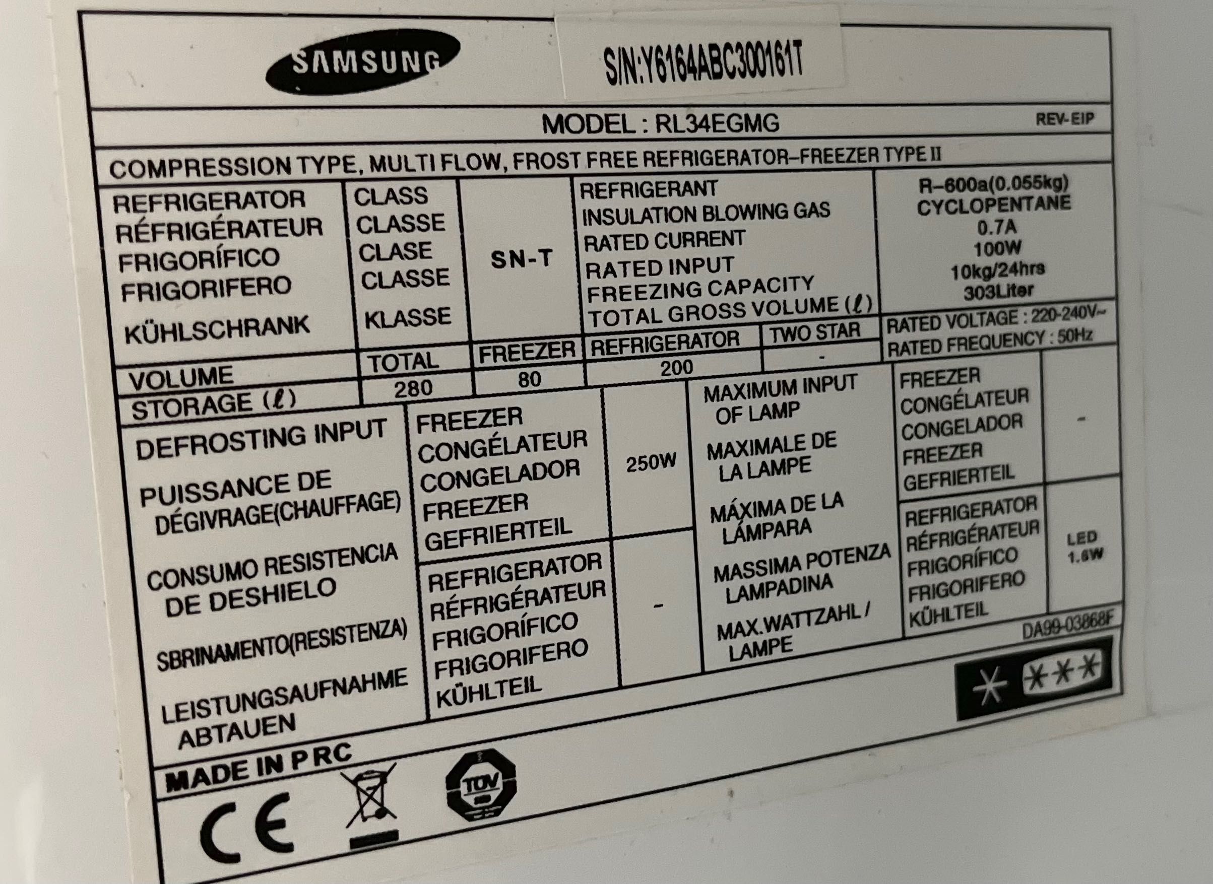 Lodówka chłodziarka zamrażarka Samsung RL34EGMG No Frost