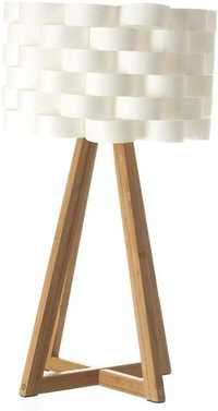 Lampka biurkowa nocna bambusowa abażur biały