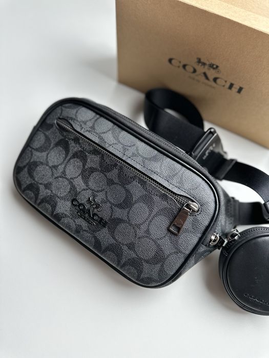Чоловіча сумка через плече бананка Соach, гаманець барсетка Coach