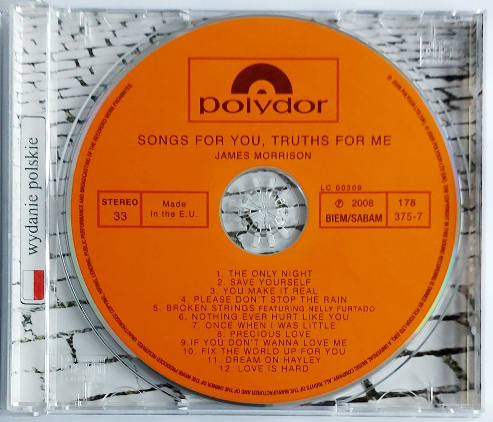 James Morrison Songs For You Truths For Me PL 2008r