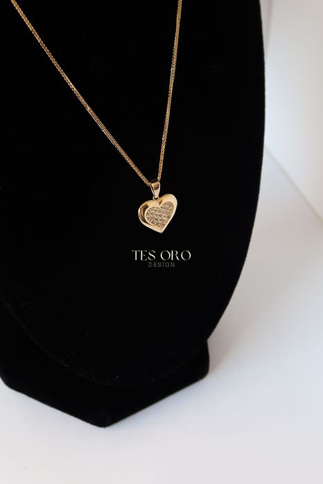 Złota Zawieszka Serce z Cyrkoniami | Próba Złota 585