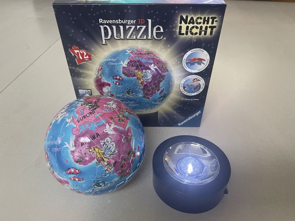 Puzzle 3D globus podświetlane na podstawie 72 elementy. Ravensburger