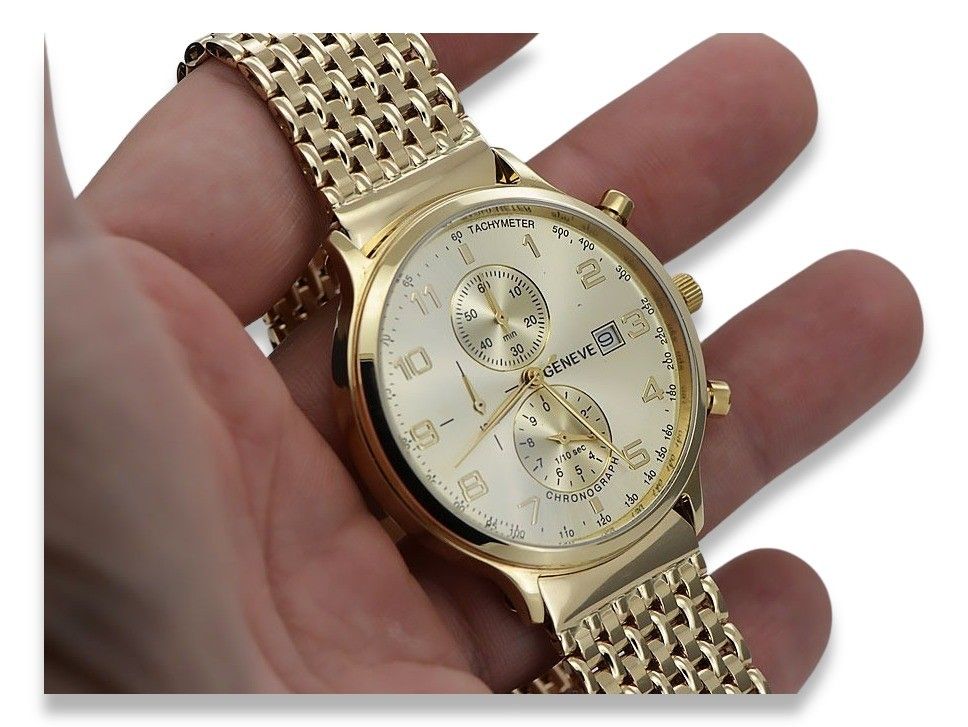 Złoty zegarek 585 z bransoletą męski Geneve mw005ydy&mbw013yo Gdańsk
