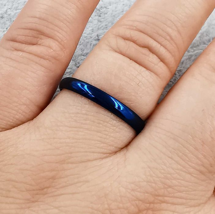 Pierścionek obrączka niebieska stal chirurgiczna średnica 19 mm