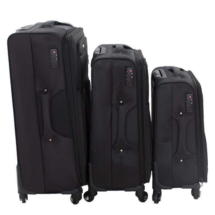 Walizki podróżne na kółkach CZARNE KOMPLET ZESTAW 3 szt. BAGAŻ H23080B