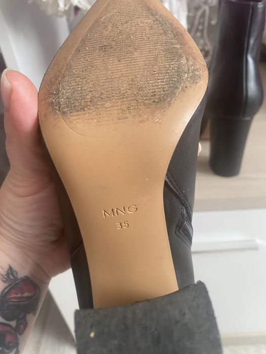 Ботинки Mango 35р на каблуке с длинним носком