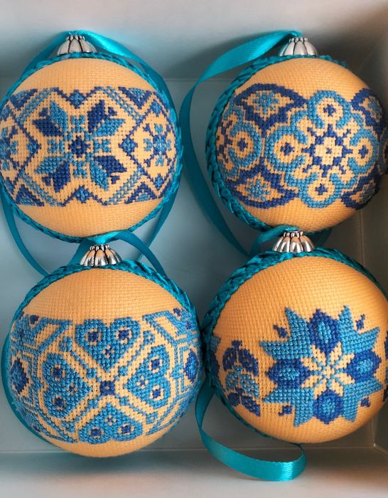 Вишиті новорічні кульки різдвяні прикраси великодня писанка яйце велик