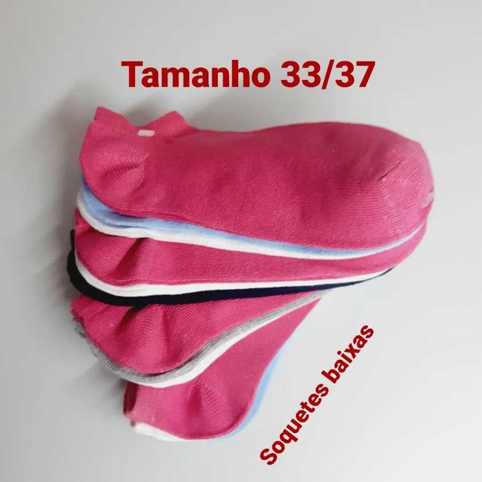 12 pares de soquetes tamanho 33/37 em algodão do bom.