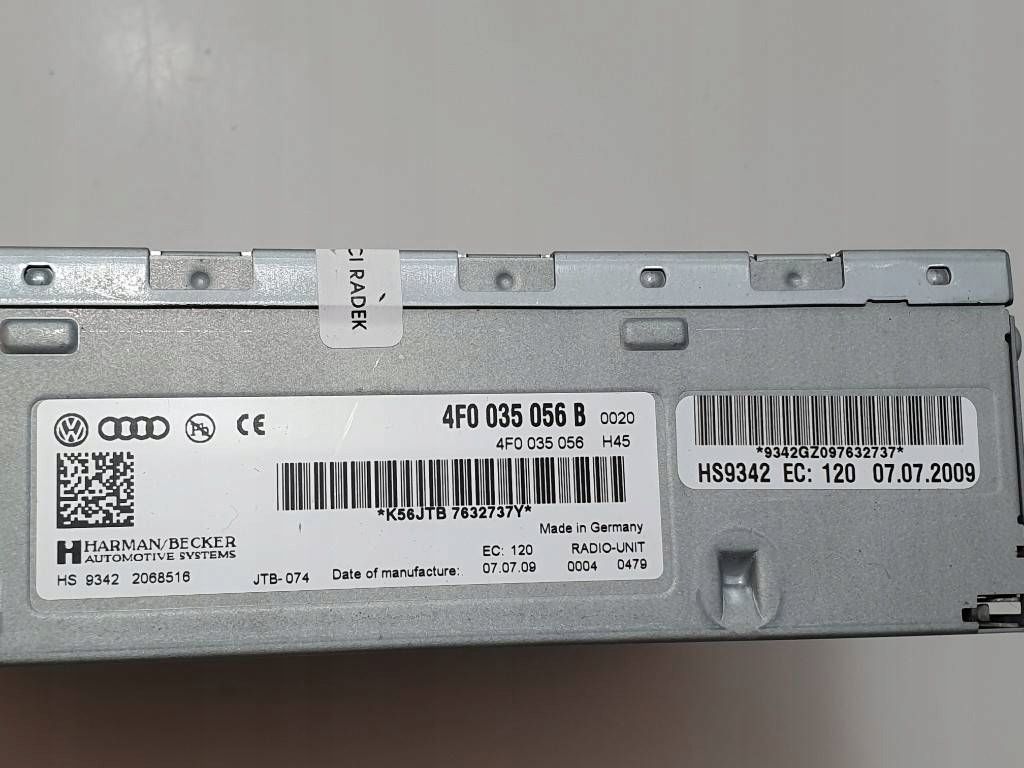 Audi Q5 SQ5 2009 Panel / Radioodtwarzacz CD/DVD/GPS 4F0035056B