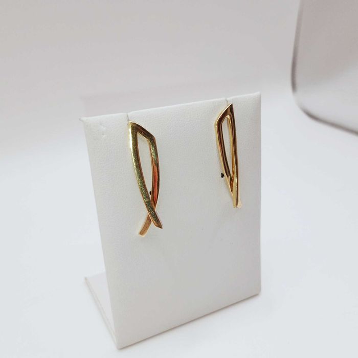 Złote kolczyki - długie złote pasy pr. 585, 4,25g.