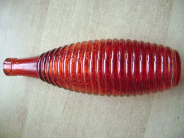 Starocie z PRL - Szkło kolorowe = Wazon pomalowany 26 cm wysokości