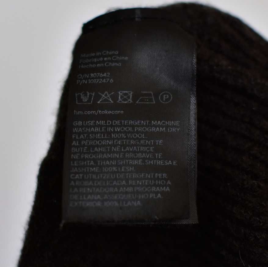 Wełniany brązowy sweterek, regular fit, H&M, 100% wełna