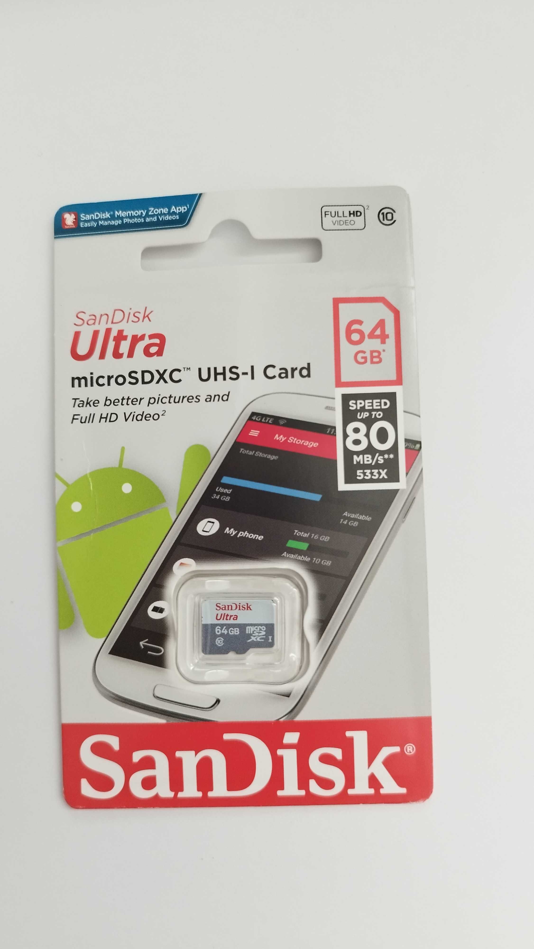 Оригінал!!! карта пам'яті SanDisk 64GB microSD Class 10 UHS-I Ultra