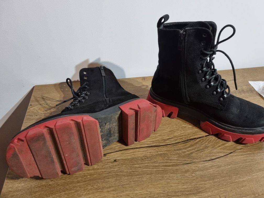 Buty glany damskie, kultowe workery, botki czarne 38