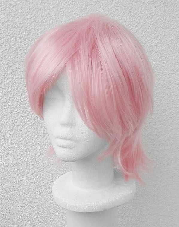Krótka różowa peruka Yarichin Bitch Ayato Yuri Club wig cosplay