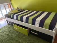 Cama solteiro, colchao, estrado