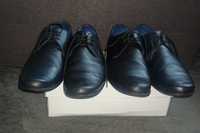 Pantofle eleganckie skórzane czarne i ciemnogranatowe, buty komunijne
