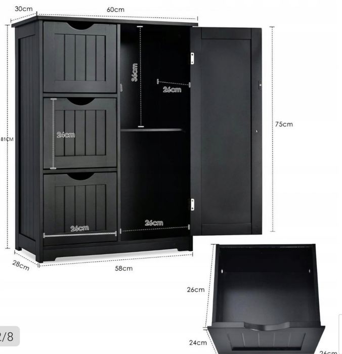 Szafka czarna 60x30x81