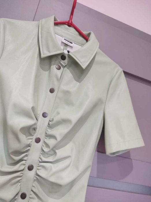 Noisy May sukienka skórzana pistacja s m l