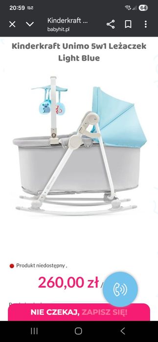 Wymienię Kinderkraft Unimo 5w1 Leżaczek Light Blue