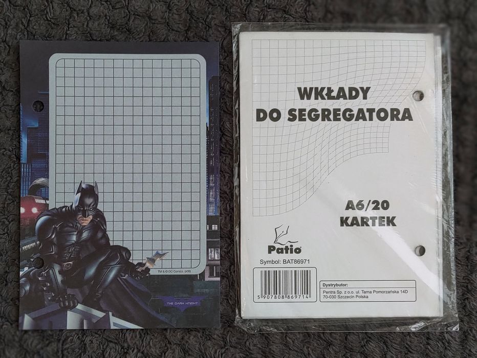 Karteczki / wkłady do segregatora z dawnych lat Batman