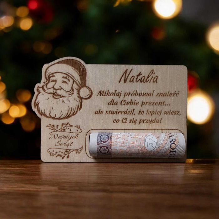 Drewniany Bon Podarunkowy, Prezent na Święta