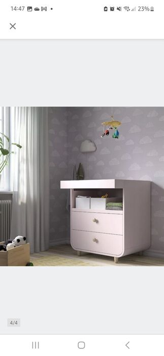 Komoda, przewijak dla dziewczynki IKEA MYRLLA pastelowy róż